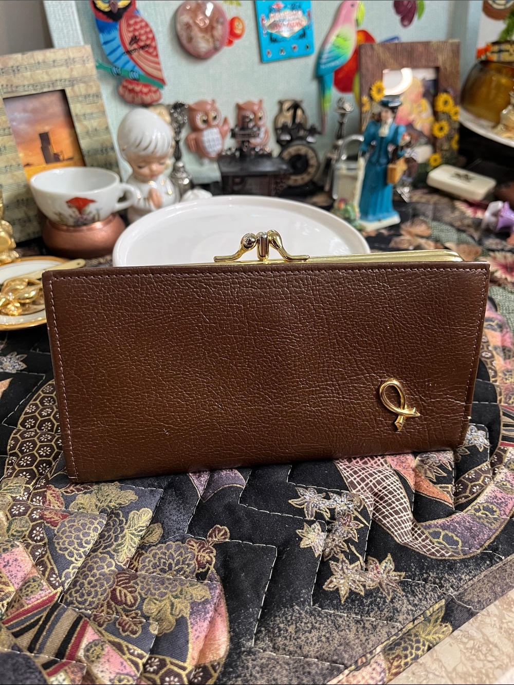 Vintage Buxton Genuine Leather Kiss Lock Wallet Brown Made in Canada Clutch